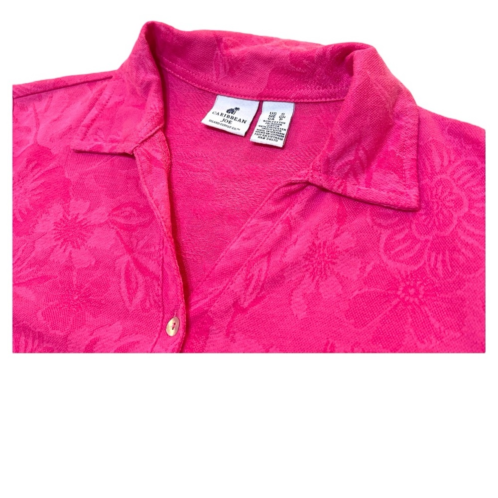 Caribbean Joe women’s top blouse‎ small pink tropical floral